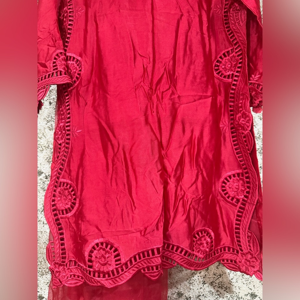 Elegant Red Designer Indian Pakistani Dress With … - image 2